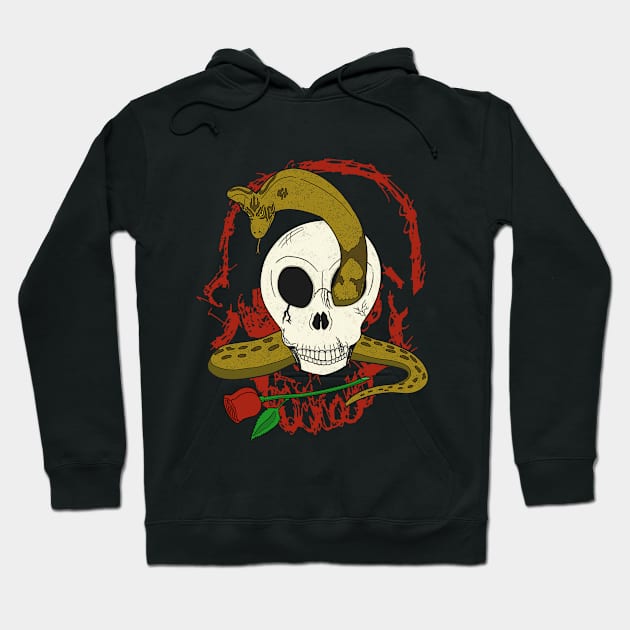 Snake, Skull and Blood Hoodie by cardozoink